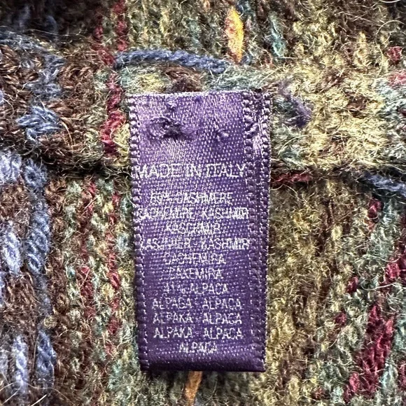 Ralph Lauren Purple Label Cashmere Alpaca Fair Isle Sweater Made in Italy L - Picture 5 of 7